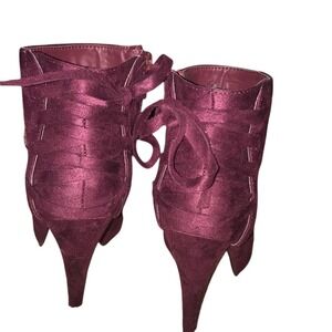 Izabella Rue Burgundy Suede Ankle Boots | Stylish High Heel Booties